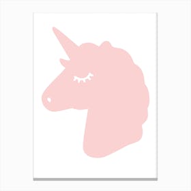 Pink Unicorn Silhouette Head Canvas Print
