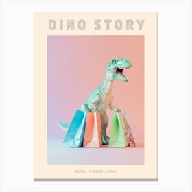 Pastel Toy Dinosaur With Shopping Bags 2 Poster Canvas Print