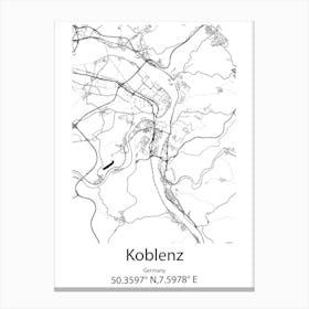 Koblenz,Germany Minimalist Map Canvas Print