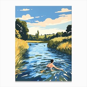 Wild Swimming At River Great Ouse Bedfordshire 2 Canvas Print