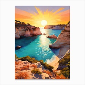A Painting Of Cala Macarella Beach Menorca Spain 2 Canvas Print