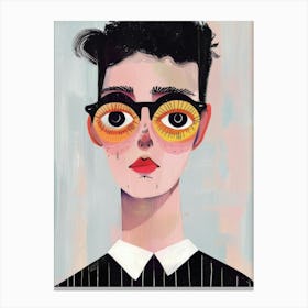 Portrait Of A Girl With Glasses Canvas Print