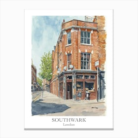 Southwark London Borough   Street Watercolour 4 Poster Canvas Print