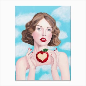 Lady With Apple Heart Canvas Print