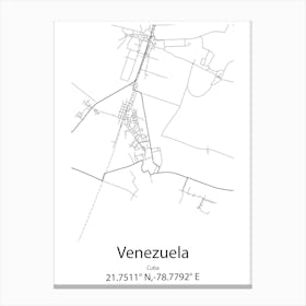 Venezuela,Cuba Minimalist Map Canvas Print