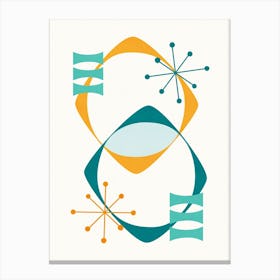 Retro Mid Century Atomic Age 24 Teal, Aqua, Orange Canvas Print