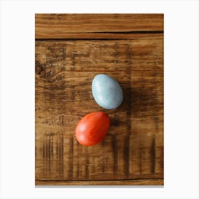 Easter Eggs On Wooden Table 3 Canvas Print