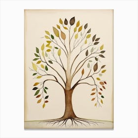 Family Tree Symbol Abstract Painting Canvas Print