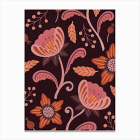 Floral Pattern maroon Canvas Print