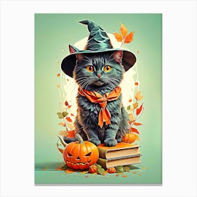 Cat In A Witch Hat Canvas Print