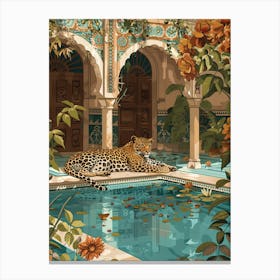 Leopard In The Pool 1 Canvas Print