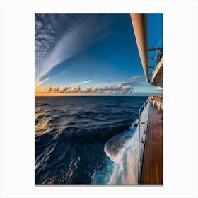 Sunset On The Deck Of A Yacht Canvas Print