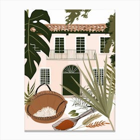 Illustration Of A House And Garden Canvas Print