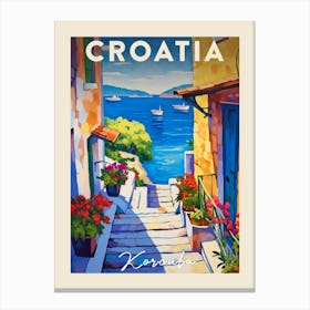 Korcula Croatia 2 Fauvist Painting  Travel Poster Canvas Print