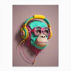 Monkey With Headphones 4 Canvas Print