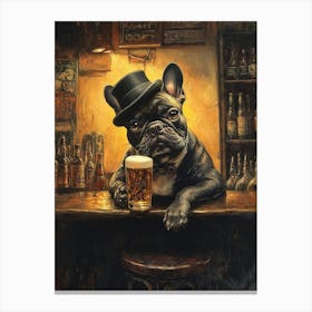 French Bulldog Bartender Canvas Print