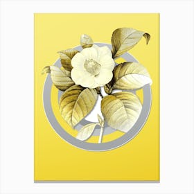 Botanical Japanese Camelia in Gray and Yellow Gradient n.372 Canvas Print