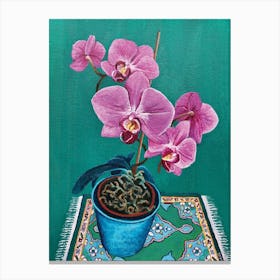 Orchid on a Mat Canvas Print