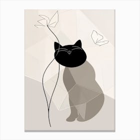 Cat Line Art Abstract 4 Canvas Print