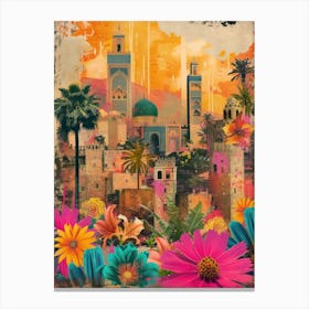 Morocco   Floral Retro Collage Style 2 Canvas Print