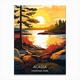 Acadia National Park Travel Poster Illustration Style 2 Canvas Print