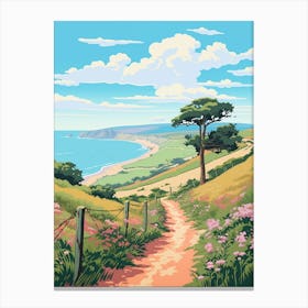 The South West Coast Path England 2 Hike Illustration Canvas Print
