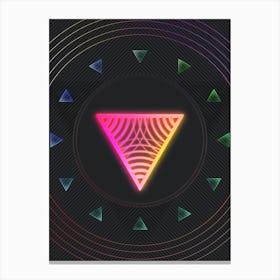 Neon Geometric Glyph in Pink and Yellow Circle Array on Black n.0409 Canvas Print