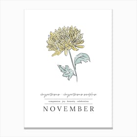 November Chrysanthemum Birth Flower 2 Canvas Print