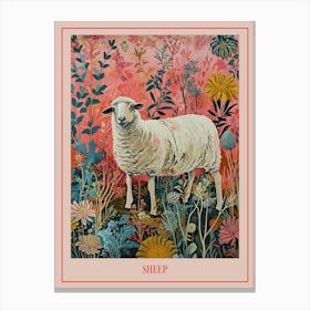 Floral Animal Painting Sheep 3 Poster Canvas Print