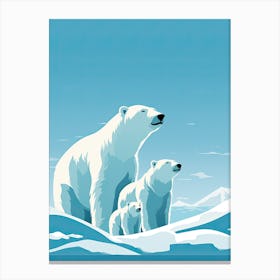 Chilled Love; Oil Painting Of A Polar Bear Family Canvas Print