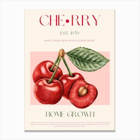Cherry Fruit Mid Century Canvas Print