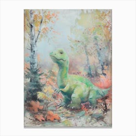 Dinosaur Watercolour Painting In The Woodland 2 Canvas Print