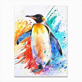 Emperor Penguin Colourful Watercolour 3 Canvas Print