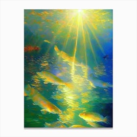Kin Ki Utsuri 1, Koi Fish Monet Style Classic Painting Canvas Print