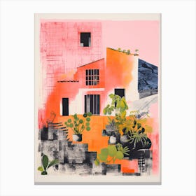 A House In Mallorca, Abstract Risograph Style 2 Canvas Print