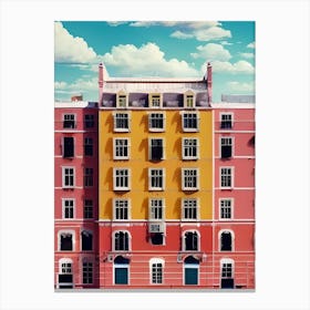 Oil Paint Collage Pink Buildings Architecture Canvas Print