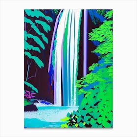 Waterfalls In Forest Water Landscapes Waterscape Colourful Pop Art 1 Canvas Print