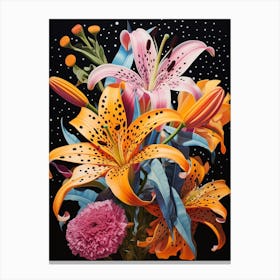 Surreal Florals Lily 6 Flower Painting Canvas Print