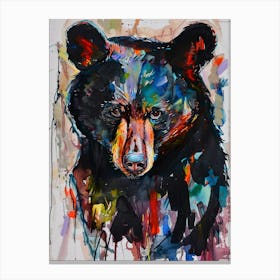 Black Bear Colourful Watercolour 4 Canvas Print