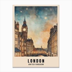 London Travel Poster Vintage United Kingdom Painting (13) Canvas Print