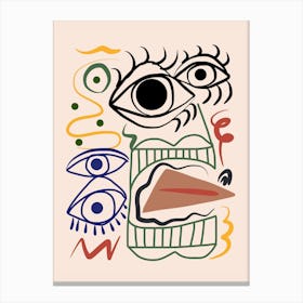 Line Art Bizarre Totem Canvas Print