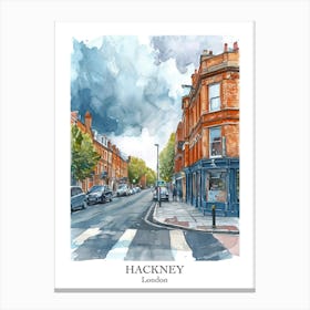 Hackney London Borough   Street Watercolour 1 Poster Canvas Print