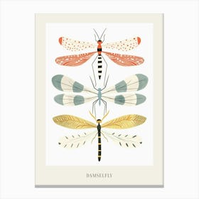 Colourful Insect Illustration Damselfly 11 Poster Canvas Print