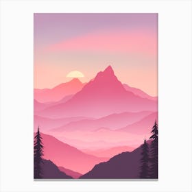 Misty Mountains Vertical Background In Pink Tone 6 Canvas Print