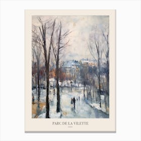 Winter City Park Poster Parc De La Vilette Paris 4 Canvas Print