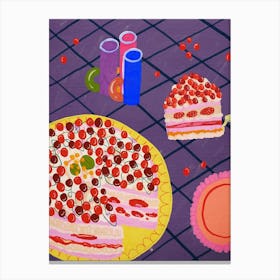 Cake With Cherries Canvas Print