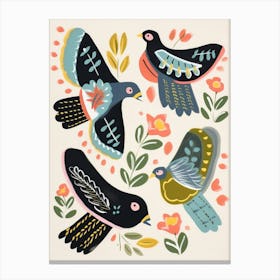 Folk Style Bird Painting Pigeon 1 Canvas Print