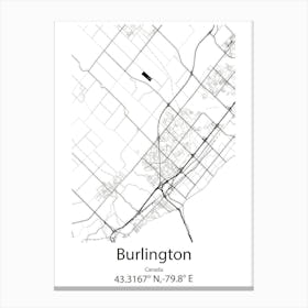 Burlington,Canada Minimalist Map Canvas Print