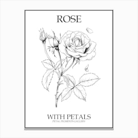 Rose With Petals Line Drawing 1 Poster Canvas Print