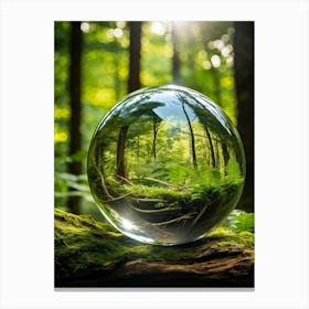 Crystal Clear Sphere Of Earth Suspended In A Lush Forest Setting Sunlight Filtering Through The Can (2) 2 Canvas Print